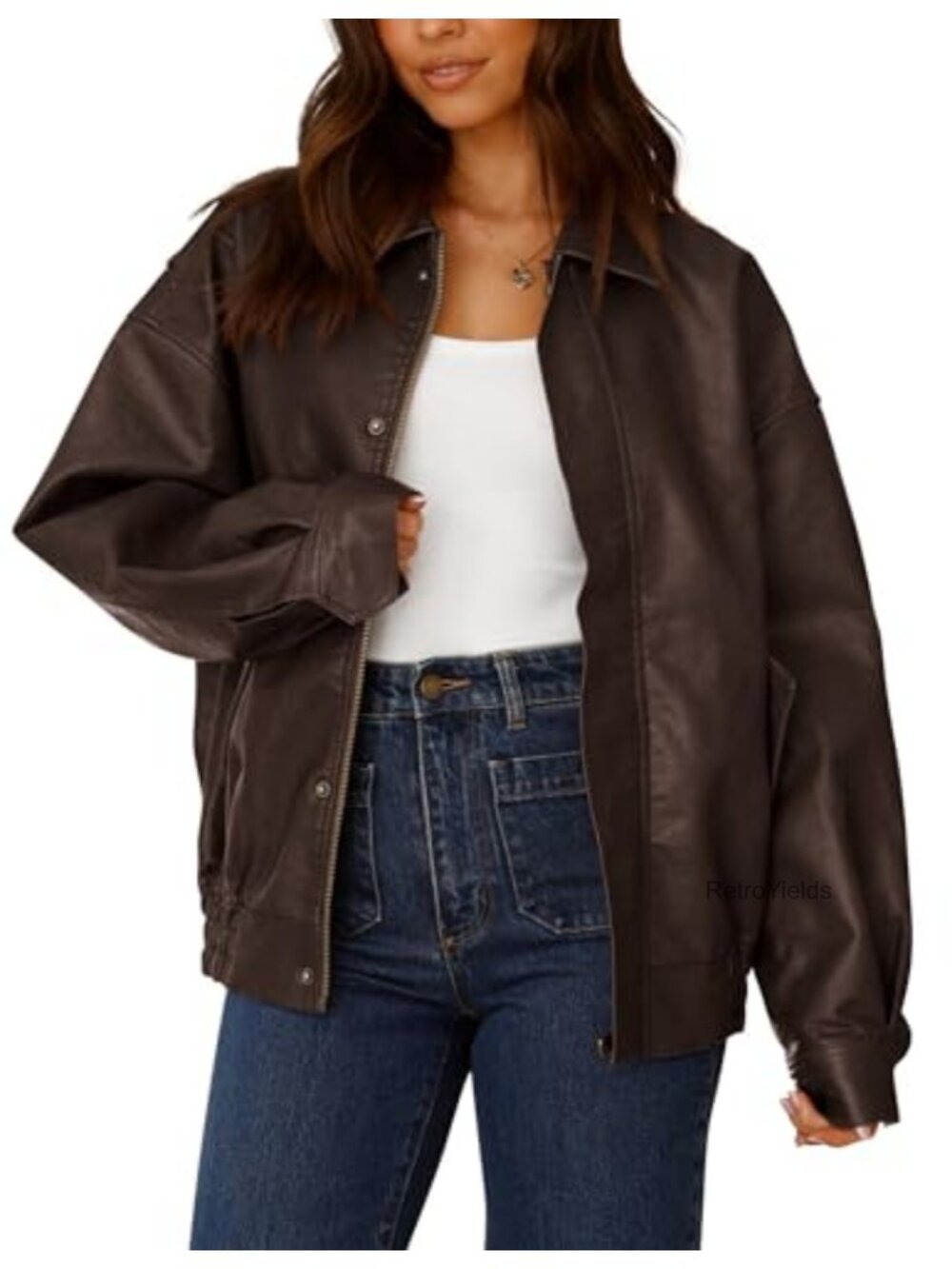 PRETTYGARDEN Women's Faux Leather Motorcycle Jacket Zip Up